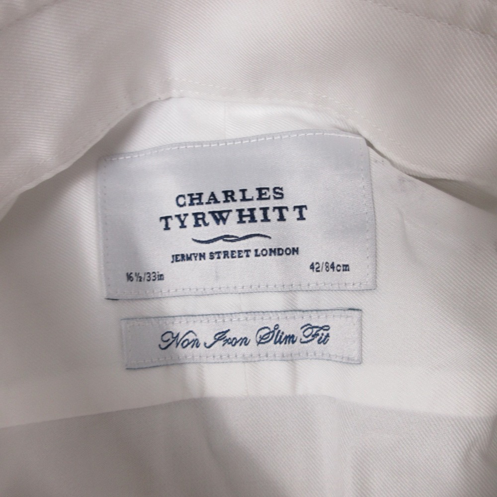 Charles Tyrwhitt Shirt Mens L 16.5 33 White Solid French Cuff Dress Button Up - Picture 6 of 12